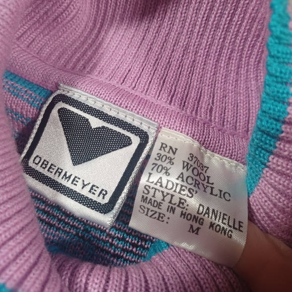 Obermeyer Vintage Womens Danielle Purple Speckled Knit Mock Neck Sweater Medium - Picture 10 of 10